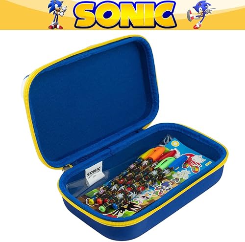 Miniatura 5 de Innovative Designs Sonic the Hedgehog - Juego de estuche con calcomanías y bolígrafos de gel para niños, moldeado con cierre de cremallera, color