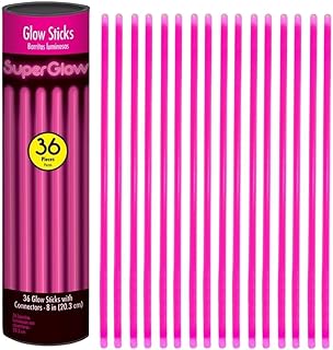 Pink Glow Stick Tube - 8" (Pack of 36) – Long-Lasting, Non-Toxic & Eco-Friendly - Perfect for Parties