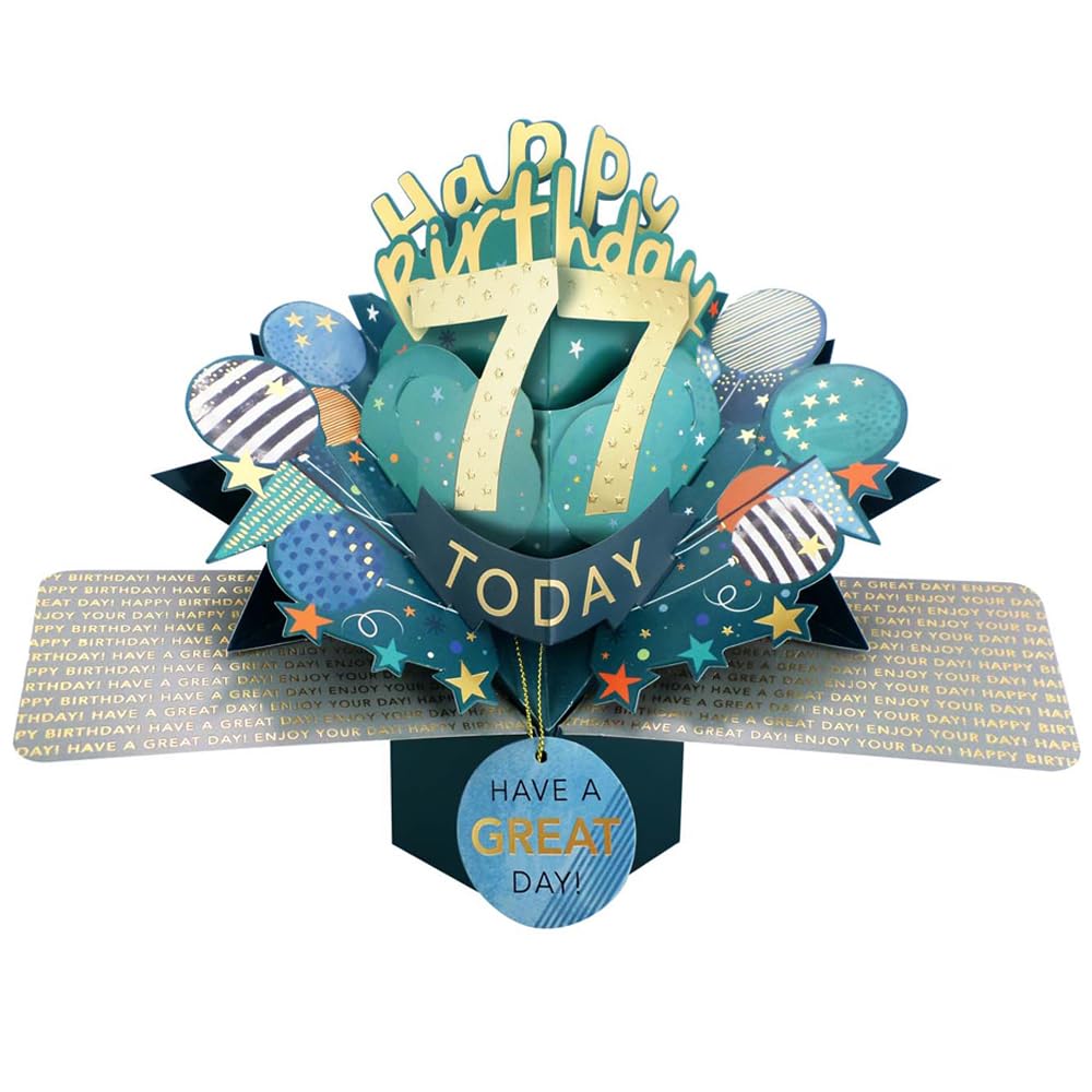 77 Today Happy 77th Birthday Pop-Up Greeting Card Love Kate's Pop Up Cards Him Design POP237MC77 โ image 1
