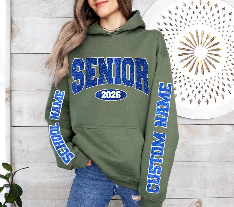 Personalized Senior 2026 Sweatshirt, Custom Name Graduation Hoodie, Class of 2026 Gliters Style Sweatshirt3