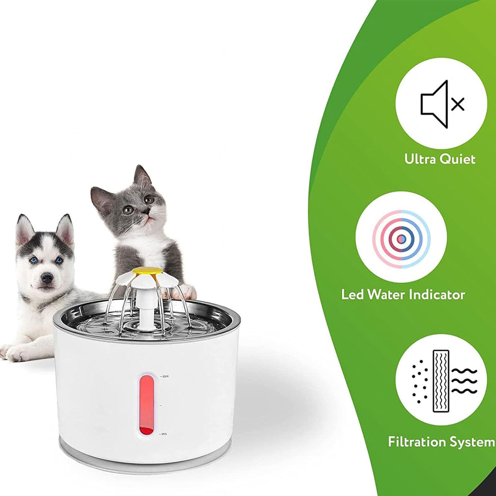 Fuente para gatos Fuente de agua para mascotas de 81oz/2,4l, fuente de agua automática para gatos con filtros de bomba inteligentes, fuente para gatos adecuada para gatos y perros Bebedero Gatos