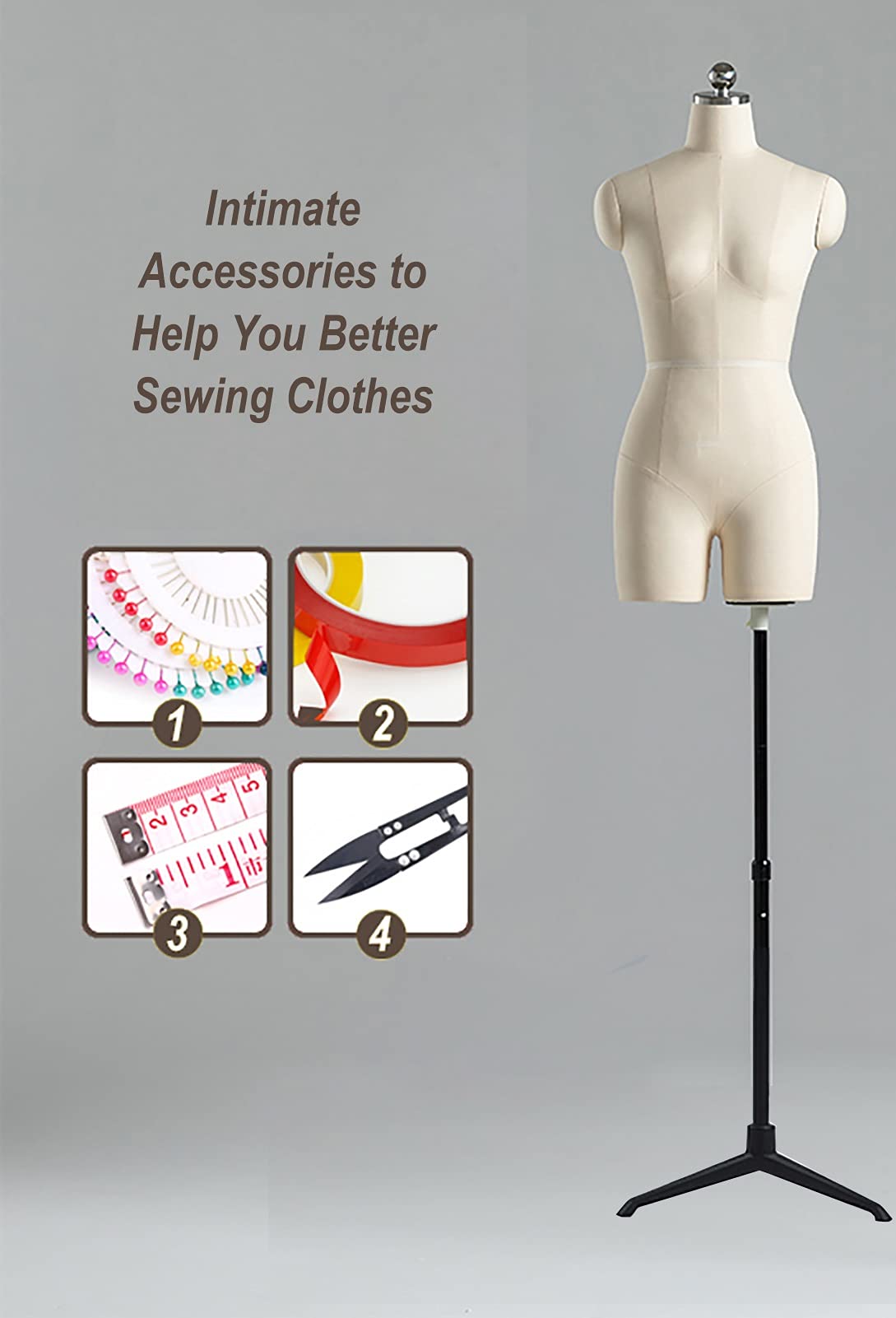 Maniquí de Costura con Base de trípode, Bata Ceremonial, Uniforme Escolar, Abrigo, maniquí de Vestir, fácil de ensamblar, alfiletero, maniquíes corporales