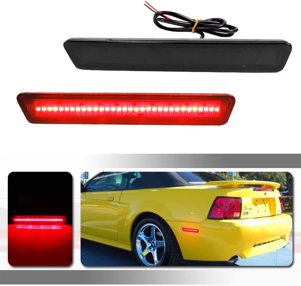 For 1999 2000 2001 2002 2003 2004 Mustang Rear bumper side marker Reflectors lights Smoked Lens Red LED lamps