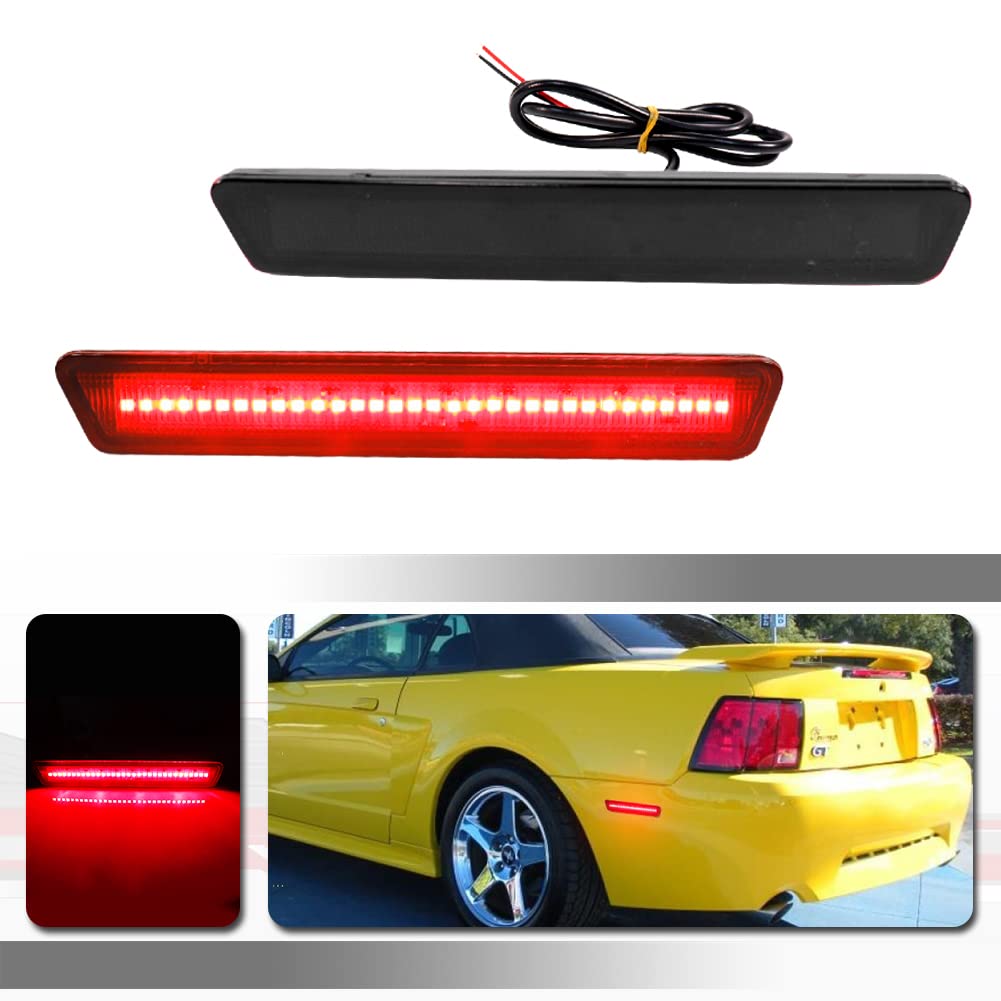 TonsyaFor 1999 2000 2001 2002 2003 2004 Mustang Rear bumper side marker Reflectors lights Smoked Lens Red LED lamps