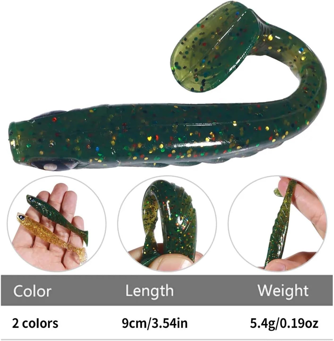 6Pcs Soft Swimbait Wobblers Ocean Rock Tan of Bait Silicone Lures Rubber Soft Baits 9.5Cm-3.1g (Color : 2)