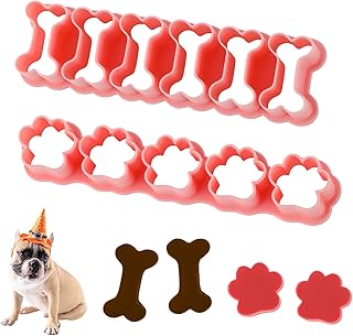 Giantree 2 Pcs Mini Cookie Cutters, 1 Inch Dog Bone Cookie Cutter Dog Paw Cookie Cutter Cute Cookie Cutter Set Homemade Do...