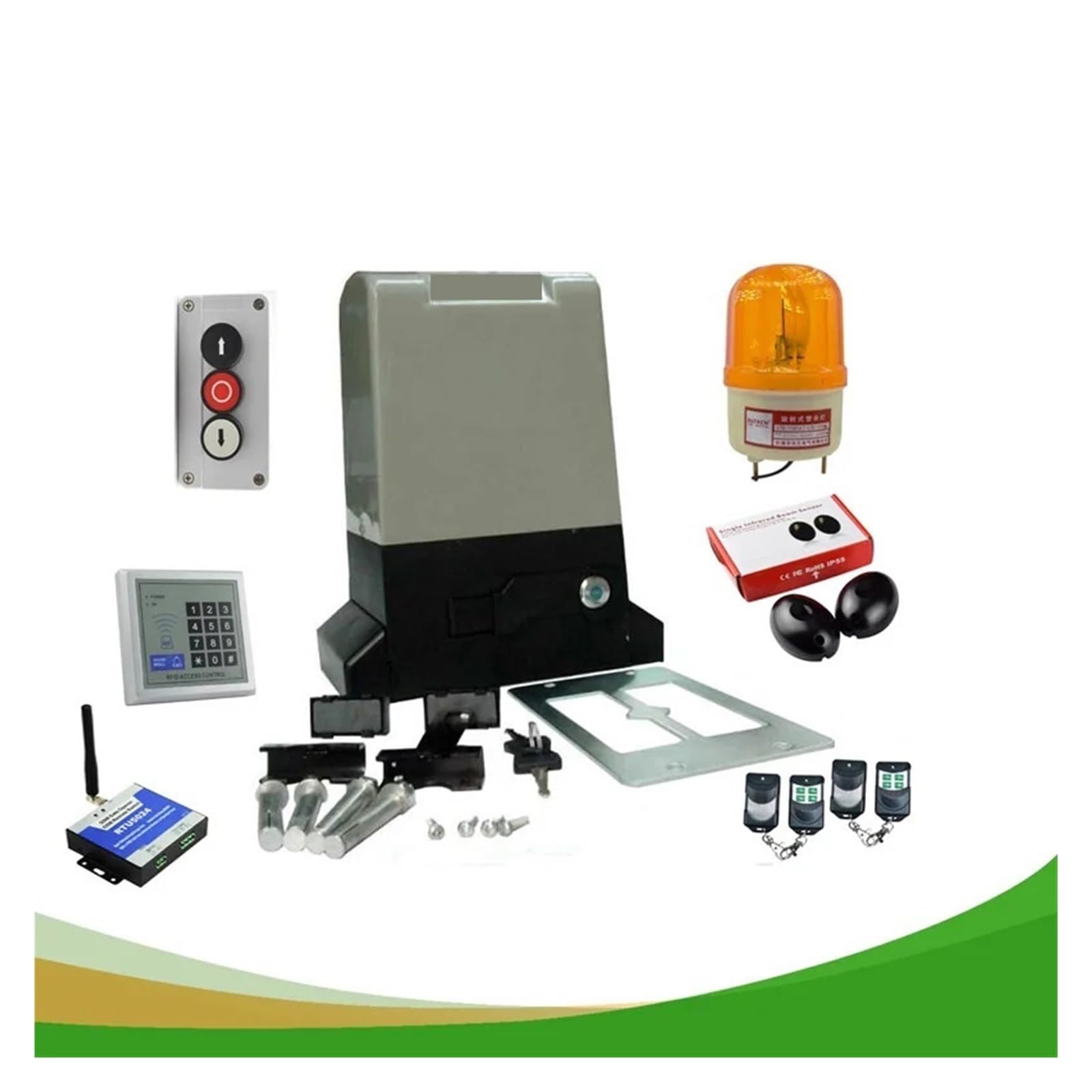 Kit para abrir puertas, Motor de apertura puerta corredera automática for hasta 800 kg (fotocélulas, botón, lámpara, teclado, abridor GSM opcional)(Kit8)