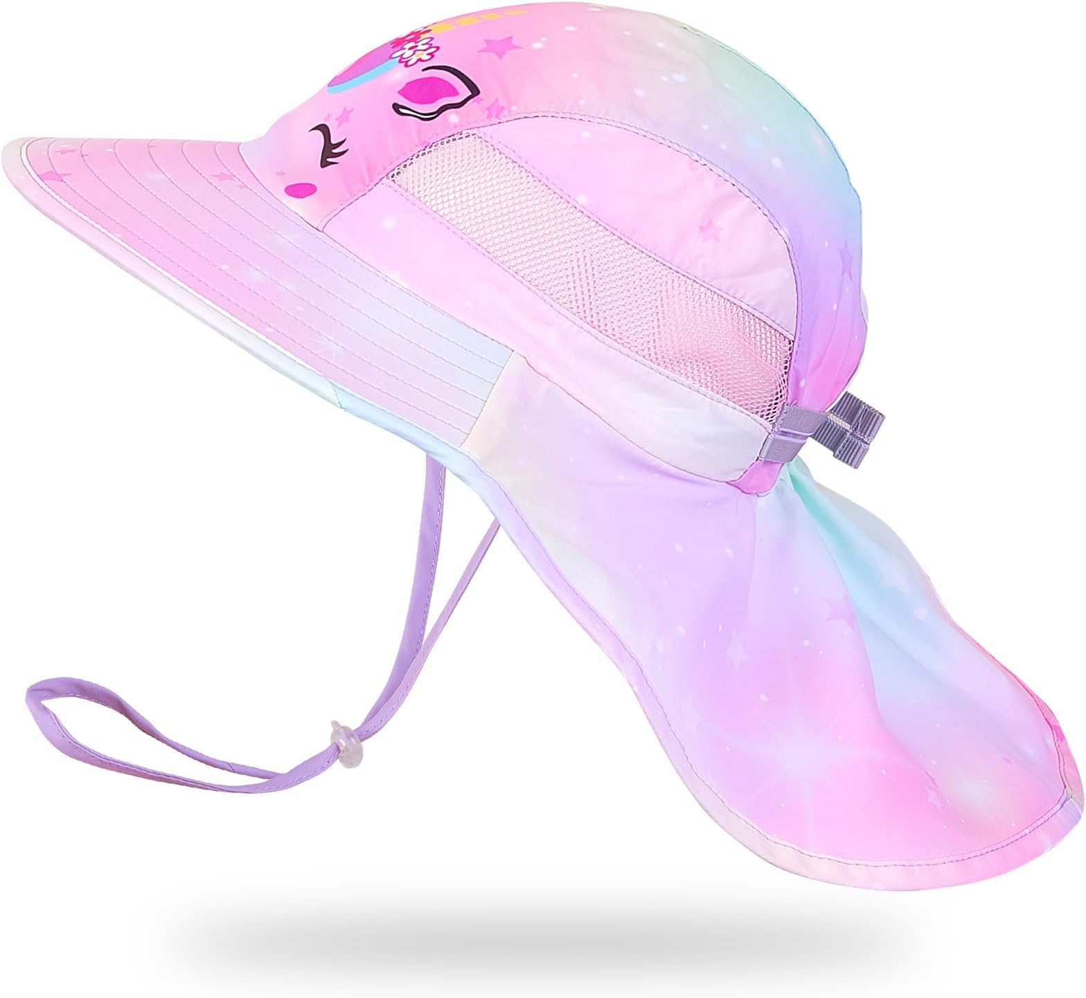 Kids Sun Hat UV Protection Summer Beach Play Hats Wide Brim Neck Flap for Girls Boys