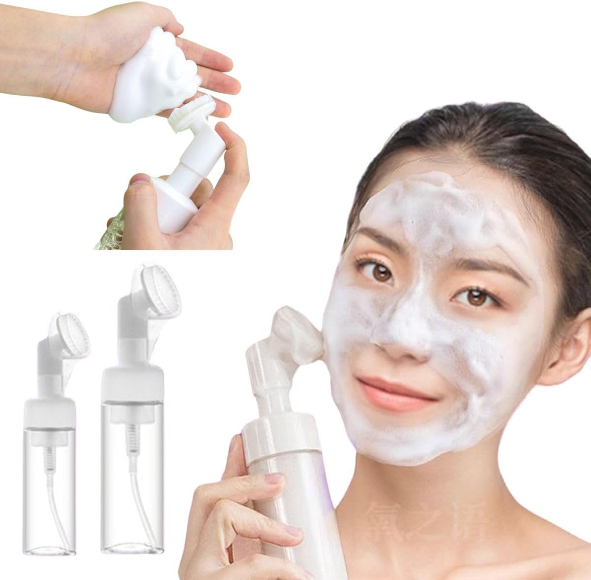 Frasco Espumador Pump Limpeza de Pele Facial Escova Silicone Skin Care Espumador para Sabonete Facial ou Agua Micelar (6)