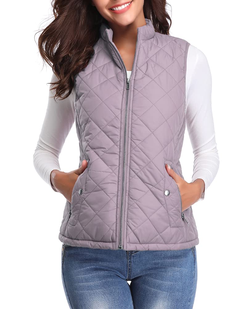 fuinloth Gilet Donna Smanicato Invernale Panciotto Dritto Collarei Giacche Ultraleggeri Senza Maniche Giacca con Tasca con Cerniera