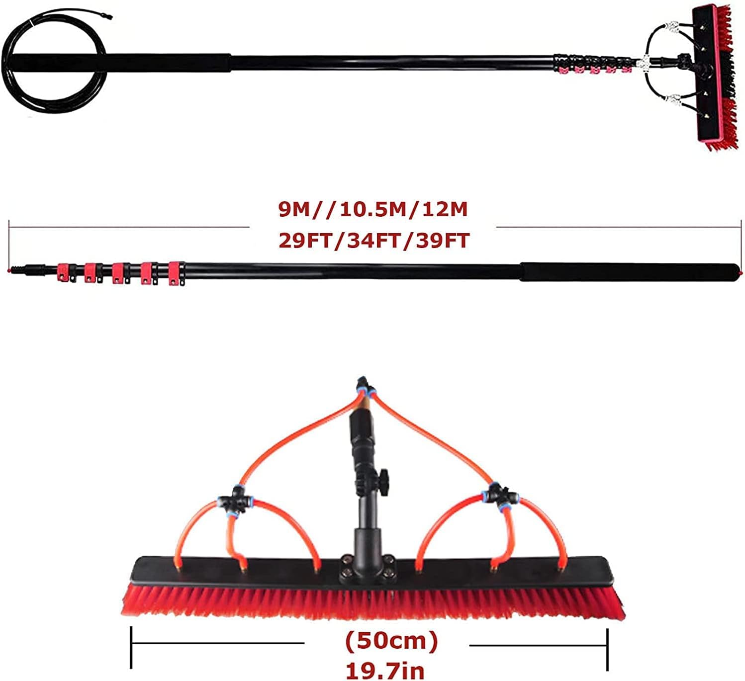 Water fed Pole kit Window Cleaning Brush Outdoor Water Fed Pole Kit Solar Panel Cleaning Tool Outdoor Window Cleaner Window Glass Window Cleaning Poles Water Fed Brush Spray Washer (Size : 3