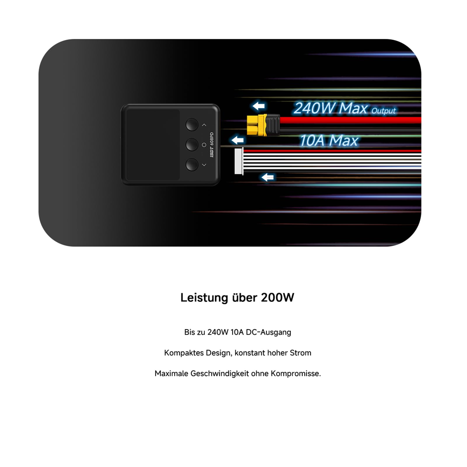 ISDT 608PD Smart Digitales Lipo Ladegerät,DC 240W/10A USB C 100W/5A für RC-Akkus,Universal Balance Discharge Ladegerät für Life/Lilon/LiPo/LiHV (1-6S),NiMH(1-16S),Pb (1-12S) Akkus