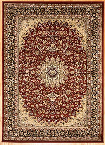 Feraghan/New City Traditional Isfahan Wool Persian Area Rug, 8' x 10', Burgundy