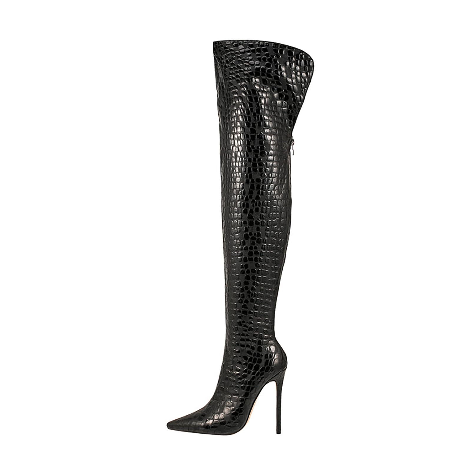 Thigh high boots for women striped Back zipper Burgundy Zebra Print Over the knee Sexy gold white pointed toe Cow Print leopard Magenta stiletto heel