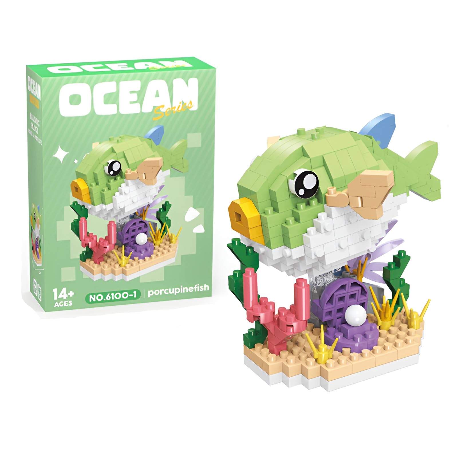 Pufferfish Mini Building Set, Ocean Animal Model Kit Home Decor Gifts