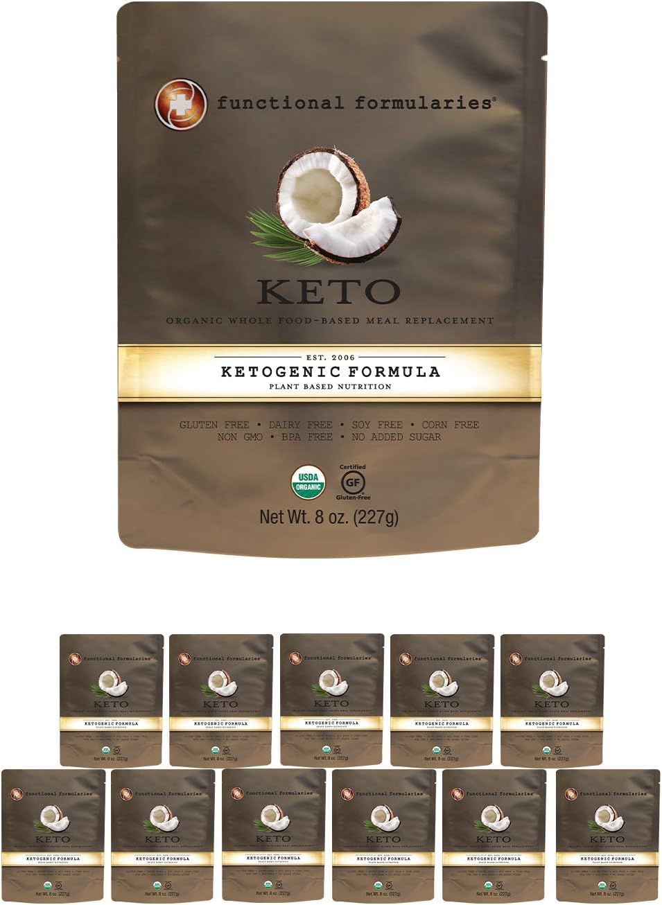 Functional Formularies Ketogenic Meal Replacement Supplement, Add To Your Recipes For Perfectly Balanced Keto Organic Nutrition, 12 Pack