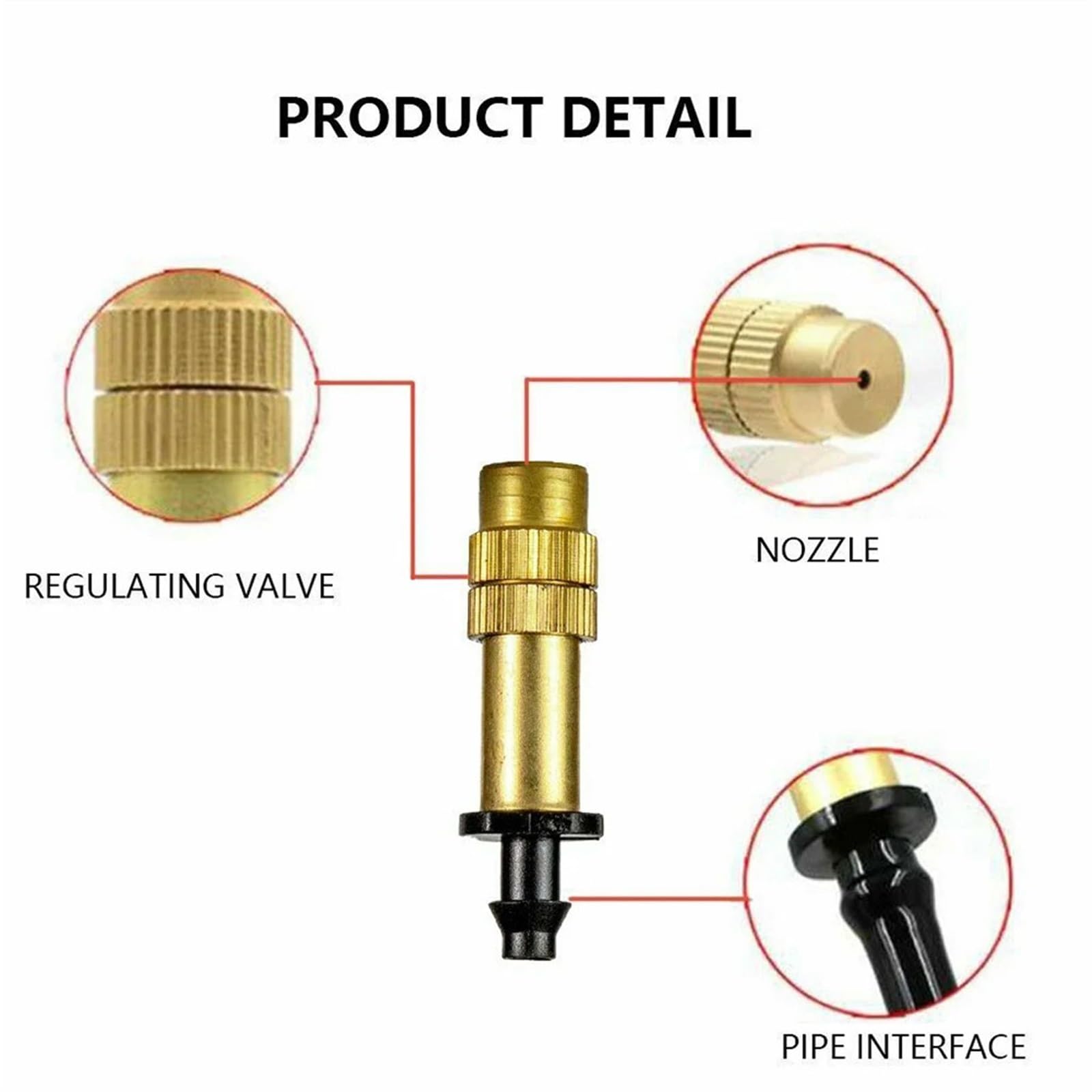 Boquillas De LatóN Para NebulizacióN Boquilla de nebulización ajustable for jardinería, rociador agua latón, enfriamiento for tubo polietileno o palanquilla 47 mm(30PCS)