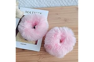 Premium 2PCS Furry Hair Scrunchies for a Silky-Soft Touch