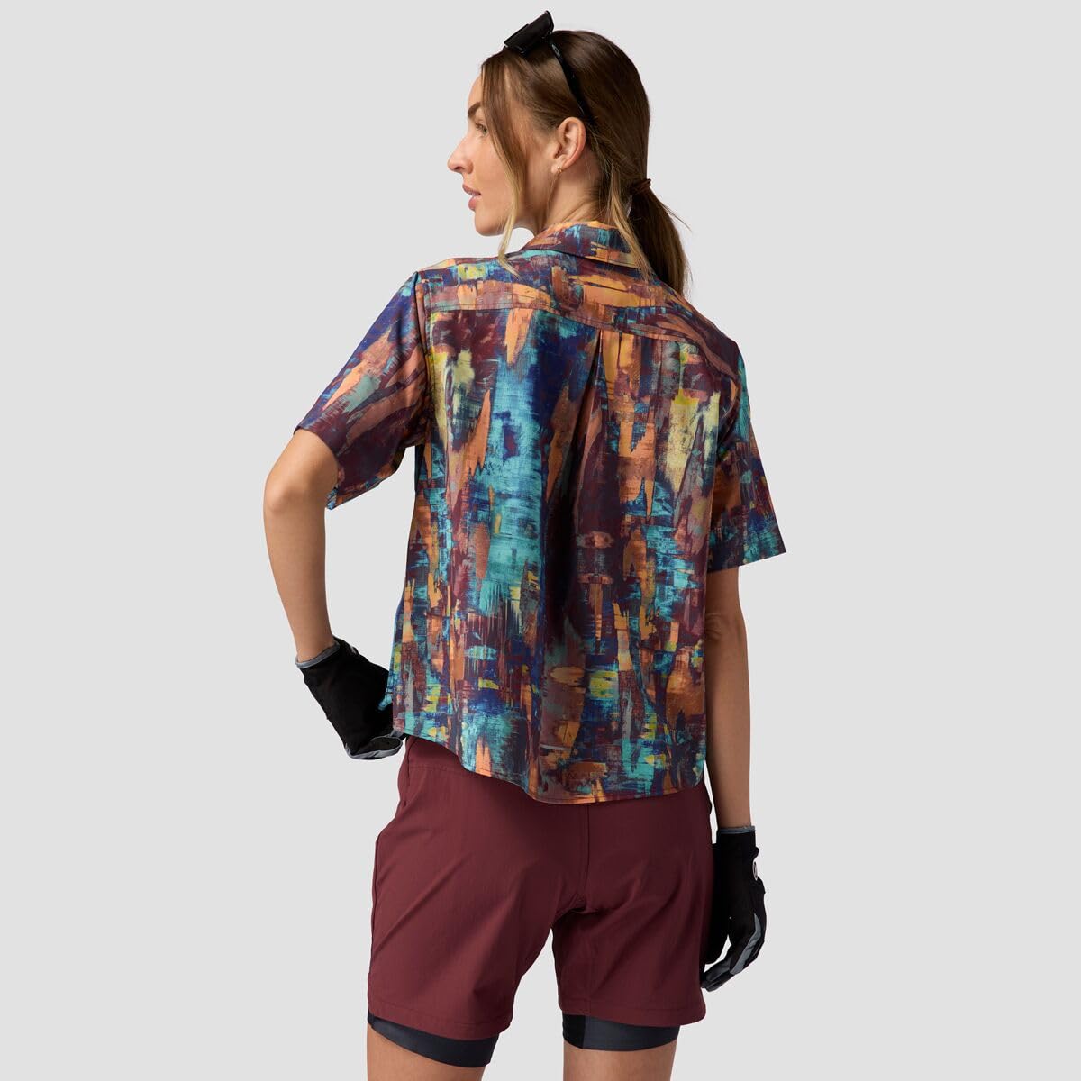 Backcountry Slickrock Short-Sleeve Button-Up Jersey - Women's, Red Mahogany Print, M