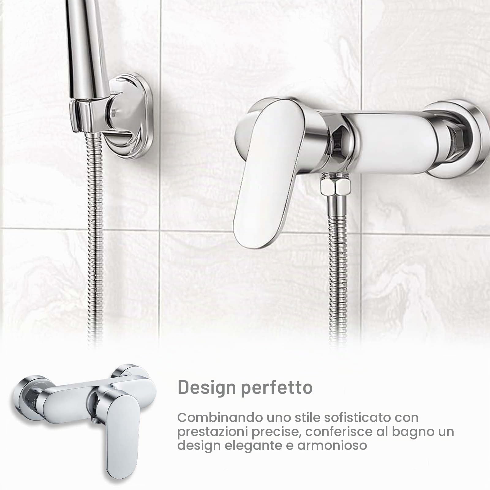 1 gruppo rubinetto miscelatore per vasca da bagno, Rubinetto per docce da bagno, Rubinetto per bagno e doccia, Miscelatore monocomando per doccia rubinetto per vasca, Monocomando per doccia a parete