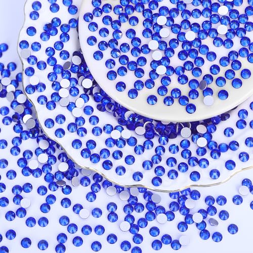 Image of 2000PCS Royal Blue Rhinestones Bulk, Flat Back Crystal Glass Stone Round Gems,SS30, 6.4-6.6mm