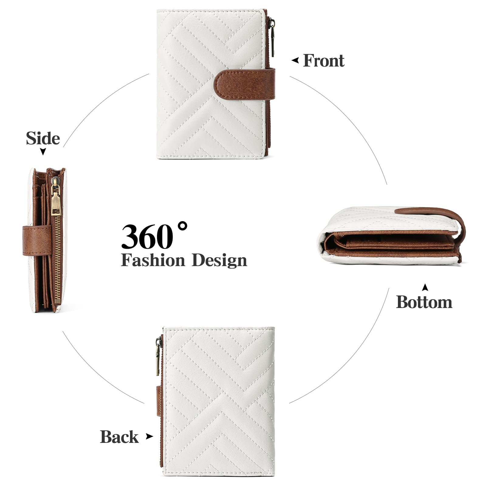 GAEKEAO Portefeuille Femme Petit Format Cuir Porte-Monnaie avec Blocage RFID Portefeuilles et Porte-Cartes Grande Capacité Zippé Pochette à Monnaie Cadeau Femme Wallet