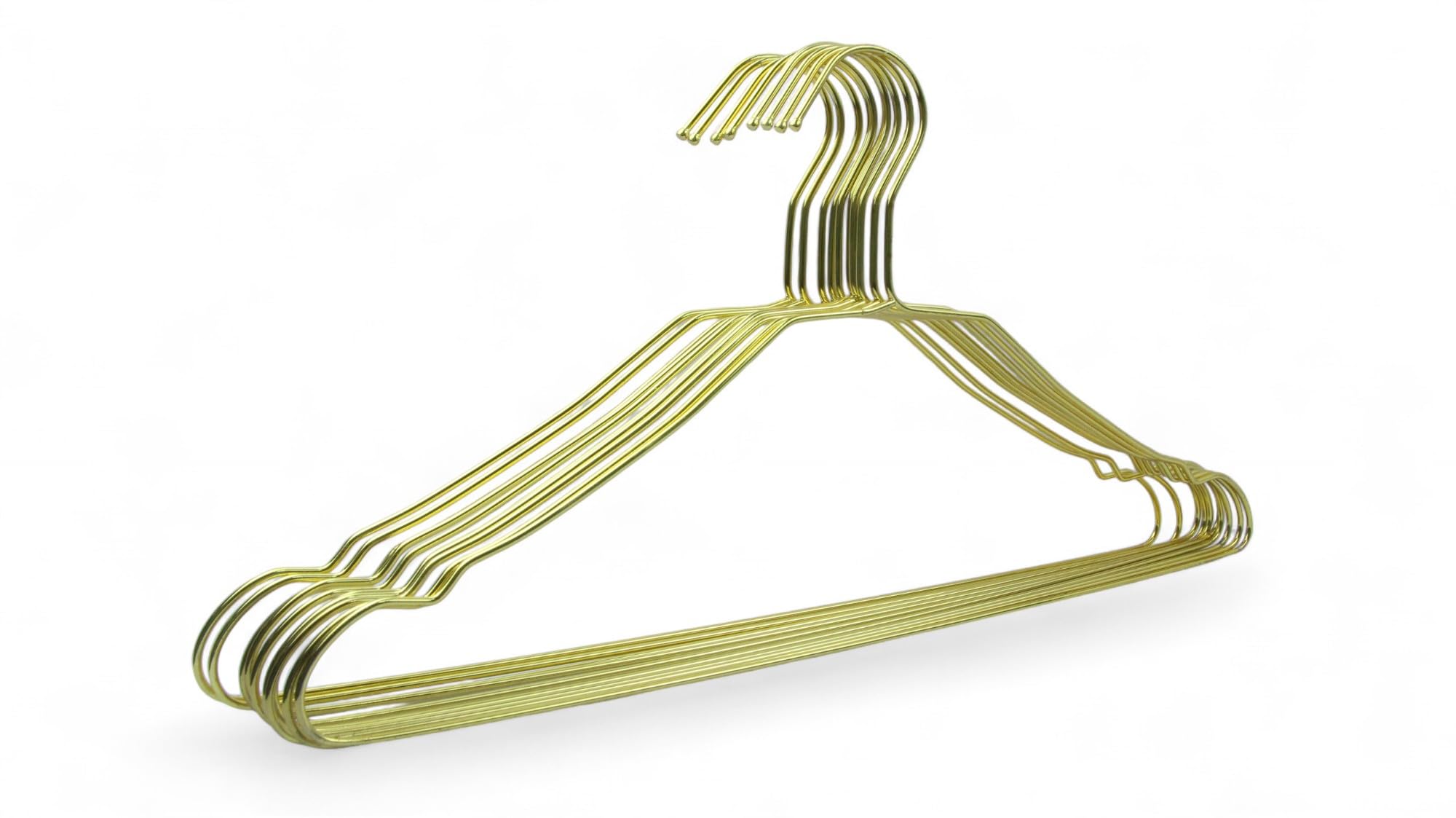 ZOBER Steel Hanger Gold - Stainless Steel Heavy Duty Gold Metal Clothes Hanger - Space Saving Anti-Slip Hanger with Big Notches (Pack of 10, GOLD)