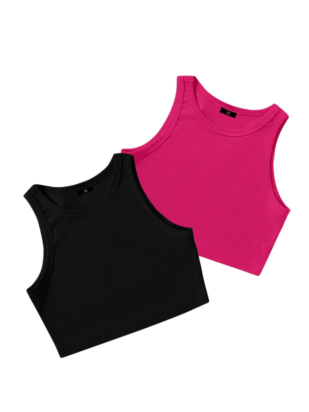 KERI PERRY Top da donna crop top per donna canotta activewear t-shirt sport western casual cotone canotta confezione da 2 combo