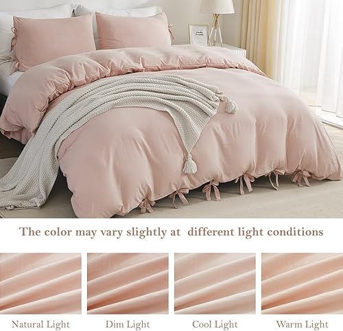 Miniatura 6 de annadaif Juego de funda de edredón rosa matrimonial (79 x 90 pulgadas), 3 piezas (2 fundas de almohada, 1 funda de edredón), juego de funda de