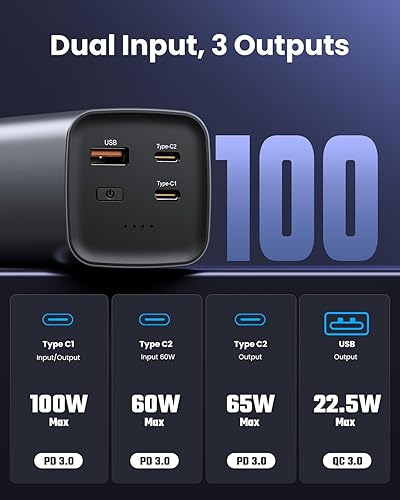 Miniatura 4 de POWER-DD PRO - Cargador portátil de 20000 mAh, cargador portátil de 100 W, USB C PD3.0 QC4.0, batería de carga rápida para portátiles, MacBook Air,
