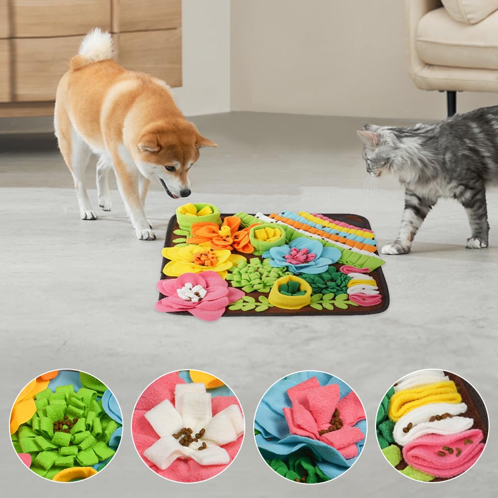 OSDUE Tappeto Olfattivo Cane, 39cm Foraggiamento Tappeto per Cani Addestramento Foraggiamento di Animali Lavabile Antiscivolo Tappetino Puzzle di Snuffle Giocattolo per Cani Attivazione Mentale Cane B