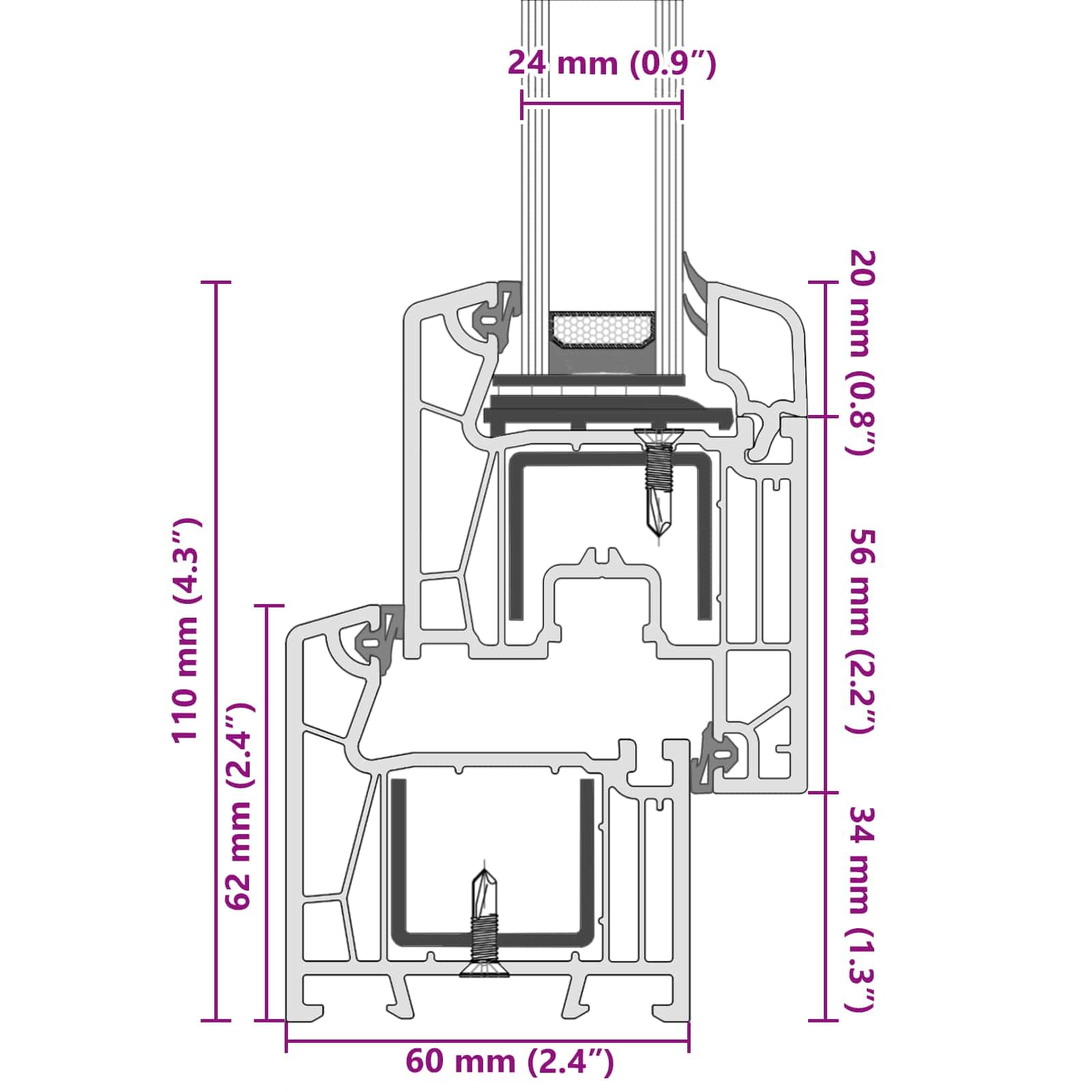 Risor - Finestra per cantina, 80 x 70 cm, in PVC e vetro, inclinabile, con protezione termica, isolamento acustico, telaio a 5 camere, per cantina, interni, facile da pulire