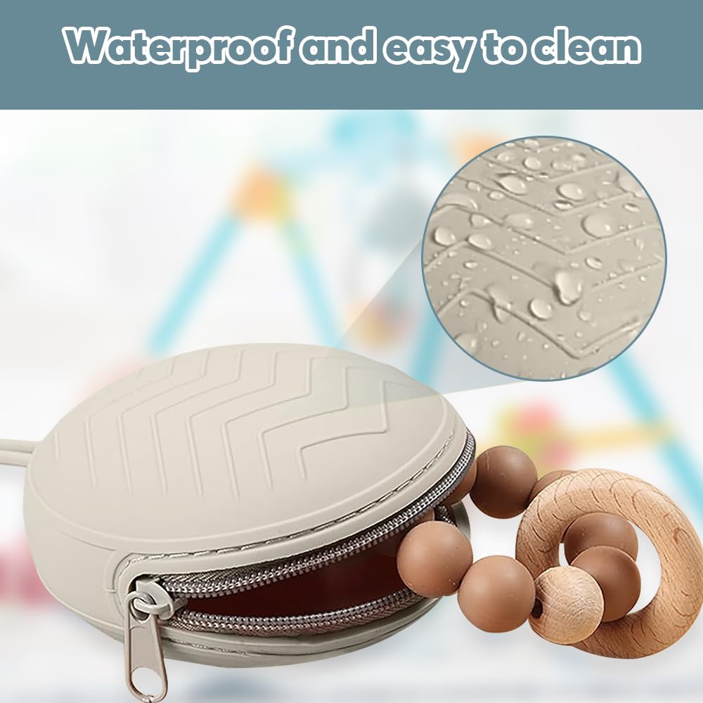 Mizikuu Boîte à Tétine Bébé Silicone, 2 Pièces Étui Porte-Sucette Sans BPA, Gris, Brun