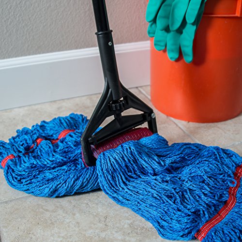 Image of CFS 3696800 Flo-Pac Quick Change Vinyl Coated Metal Handle with Plastic Head, 1 inch Diameter x 60 inch Length