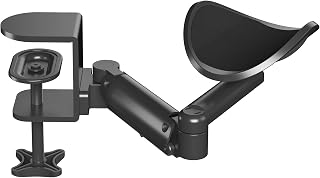 BONTEC Adjustable Desk Arm Rest - 360° Rotating Ergonomic Elbow Support Pad, Extendable Aluminum for Office Gaming Comfort