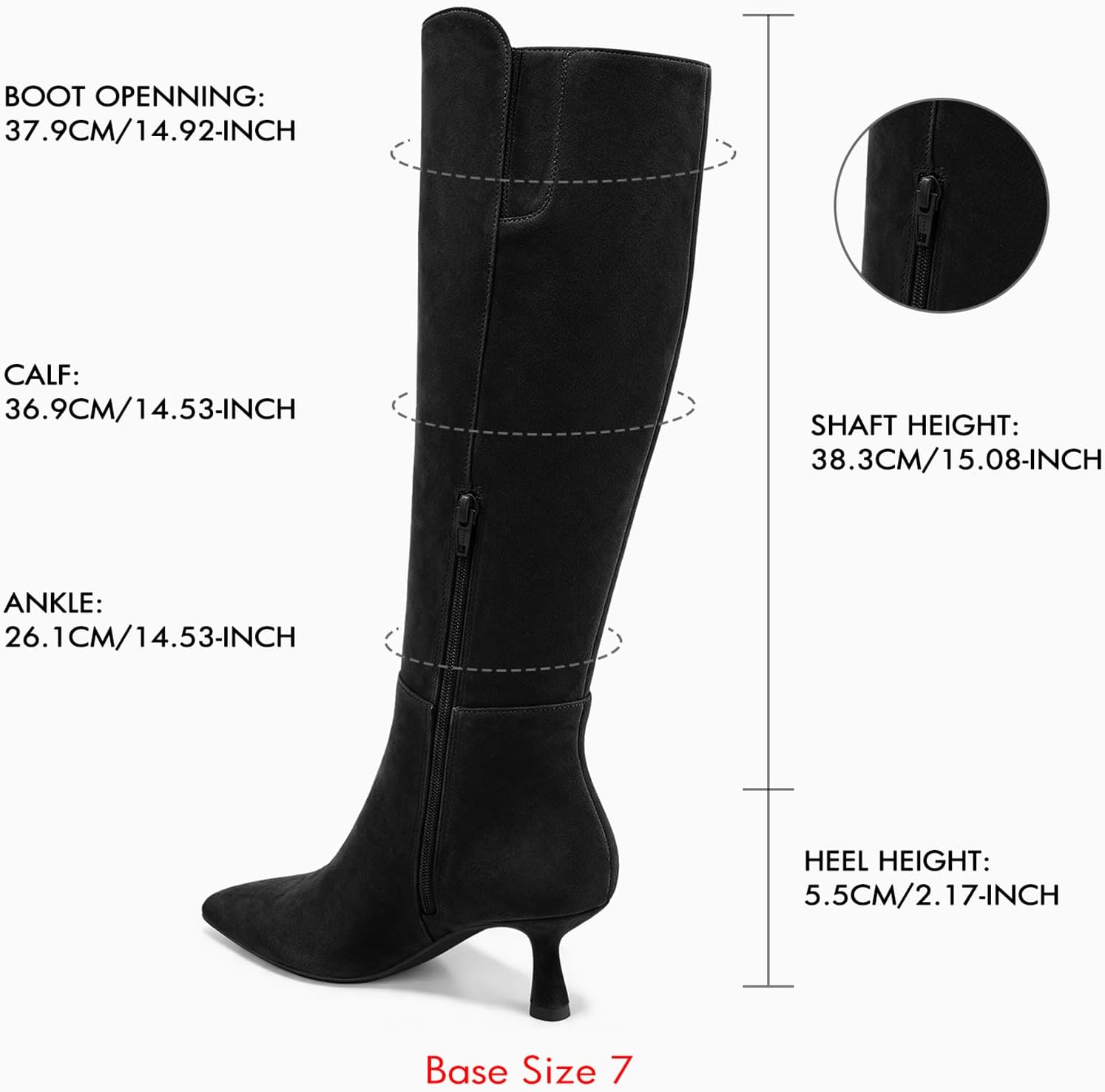 Coutgo Womens Knee High Boots Kitten Heel Pointed Toe Zip Dress Tall Boots image 4