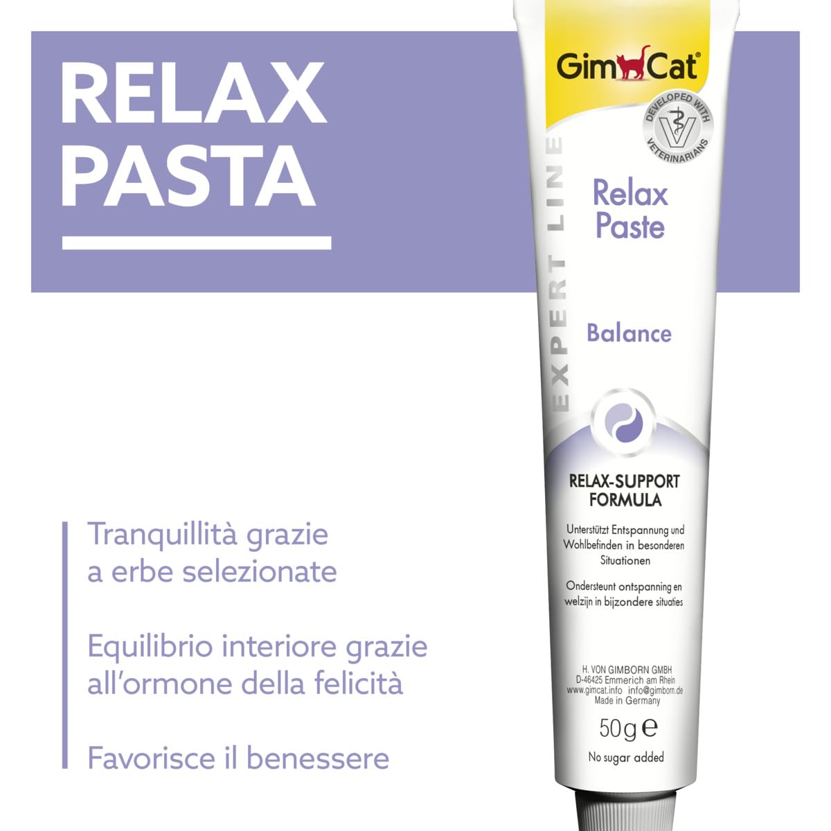 GimCat EXPERT LINE Relax Pasta, Snack funzionale per gatti, 50 g