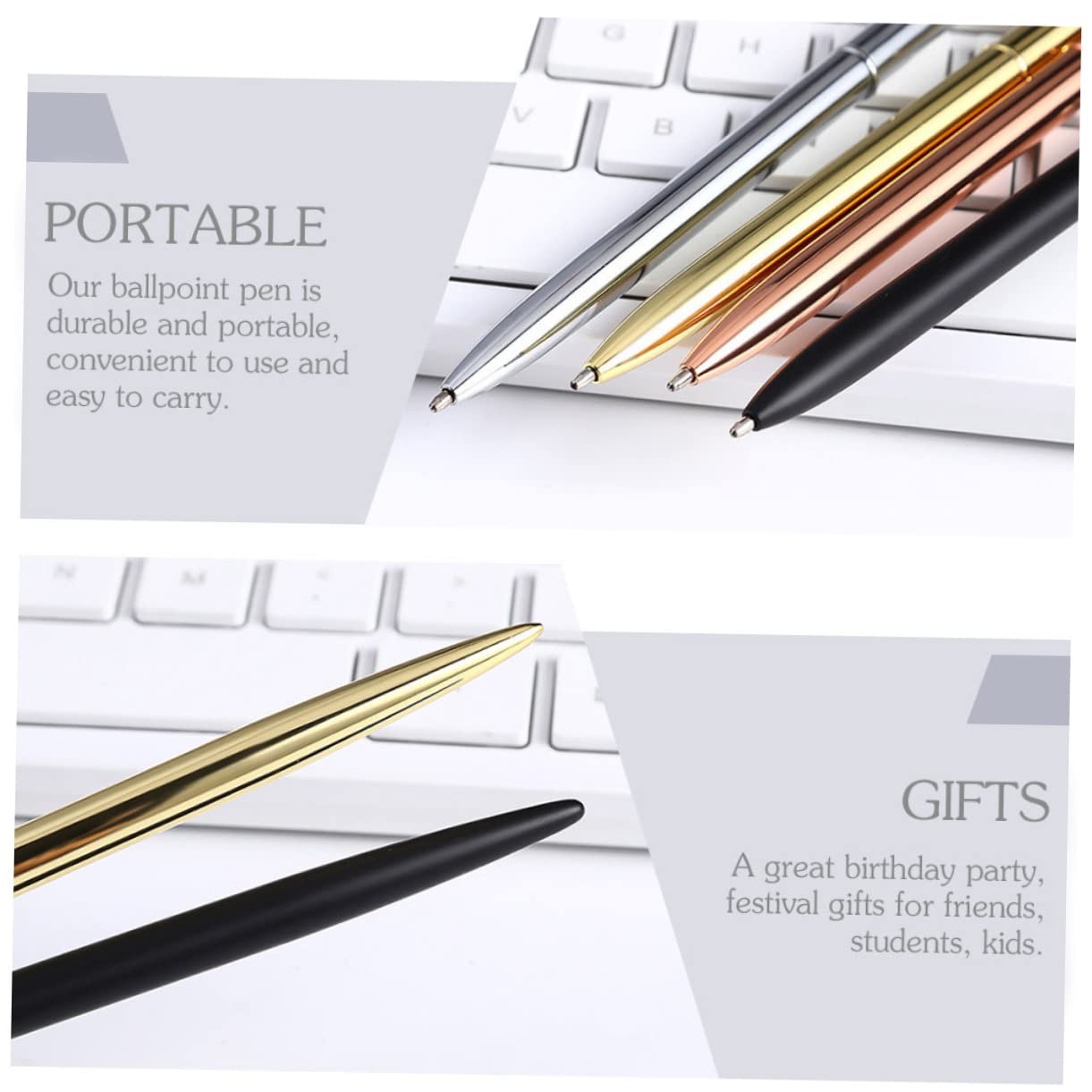 Housoutil 24 Teiliges Kugelschreiber Metall Nordic Stil Ergonomisch Langlebig Schreibstifte für Büro Schule Zuhause Geschenkidee