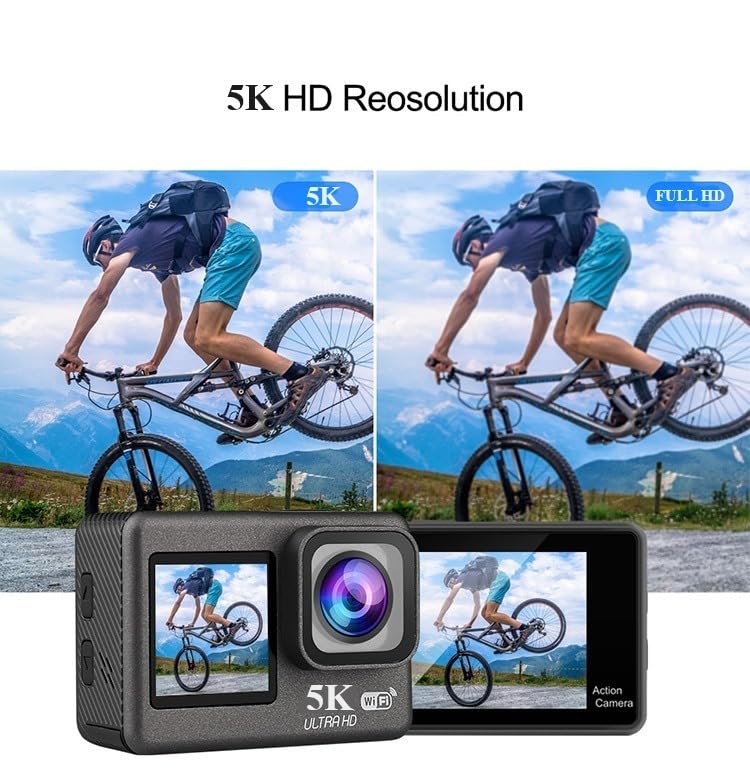 മുന്നിലും പിന്നിലും view of AUSEK 5K Action Camera