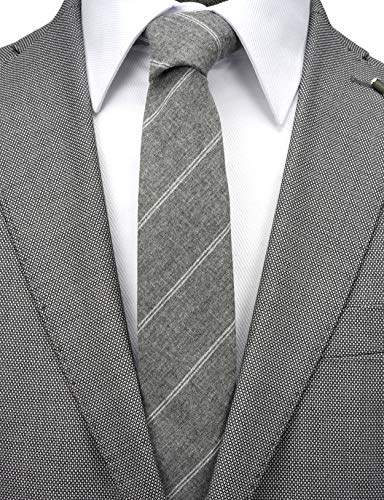 Image of Cotton Skinny Ties for Men, Plaid and Striped Slim Neckties