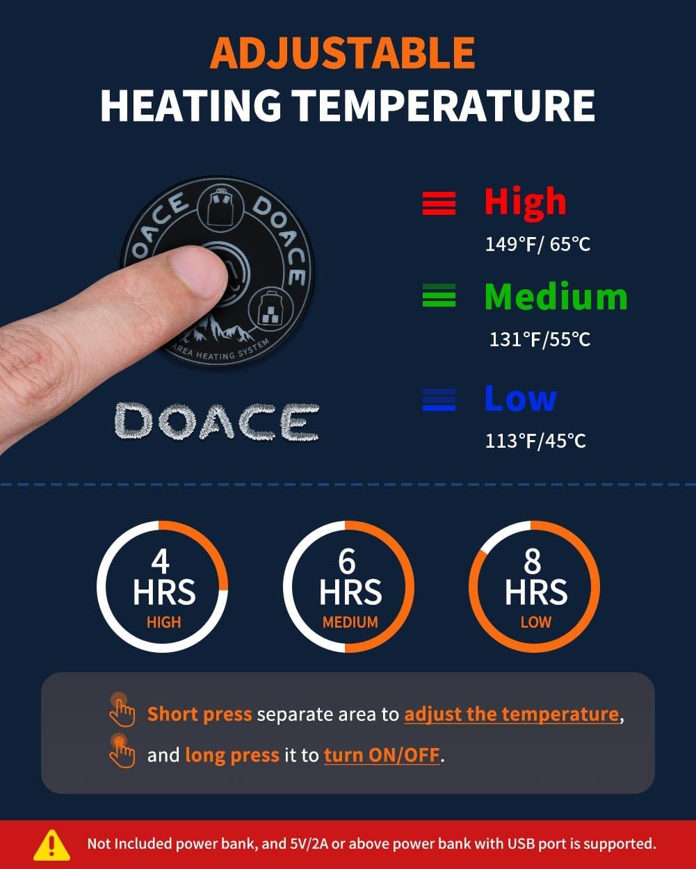 DOACE Heated Vest for Men and Women, Smart Electric Heating Vest Rechargeable, Battery Not Included - Image 3