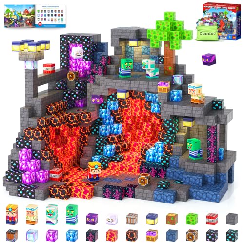 Magnetische Bausteine - Baue Mine Magnet Welt Kinderspielzeug, Magnetische Fliesen STEM Outdoor Spielzeug für Jungen und Mädchen ab 3 Jahren, Kreative Kleinkindspielzeug für Kinder ab 3 4 5 6 7 8 9