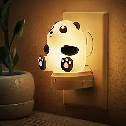 Luz noturna Panda 3D conectada à parede, sensor do crepúsculo ao amanhecer, RGB e branco suave 3000K, 3 modos de iluminação, decoração de quarto/mesa, LED com eficiência energética