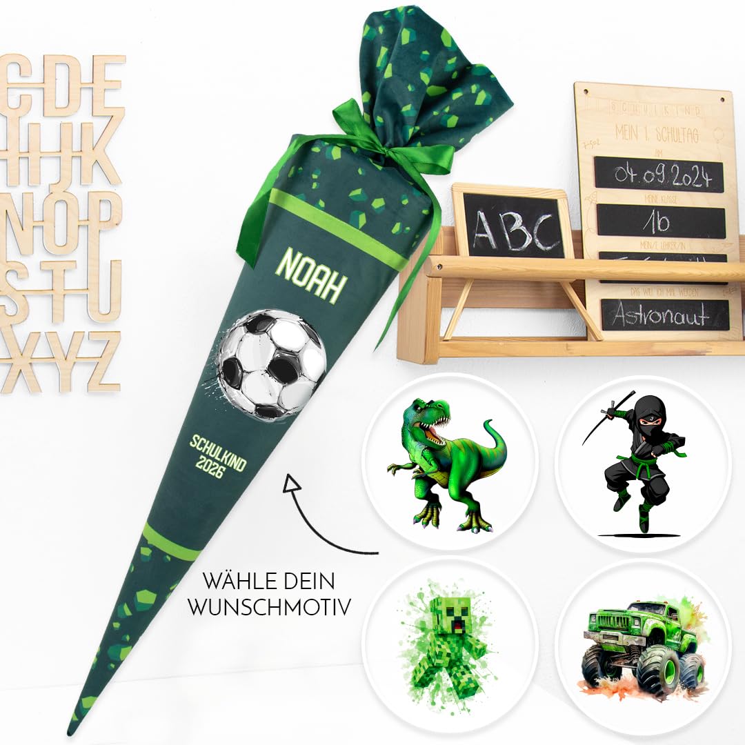Deine Schultüte aus Stoff Kuschel Velvet 85 cm personalisierbar mit Wunschname Jungs Monster