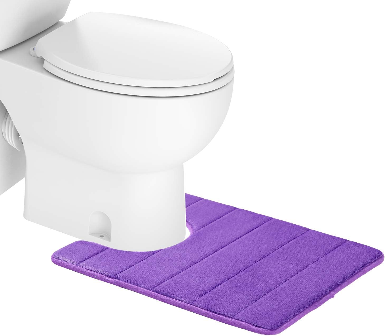 Colorxy Memory Foam Bath Mat - Soft & Absorbent Bathroom Toilet Bath Rugs U-Shaped Non Slip Commode Contour Rug, 20" X 24" U (Purple)