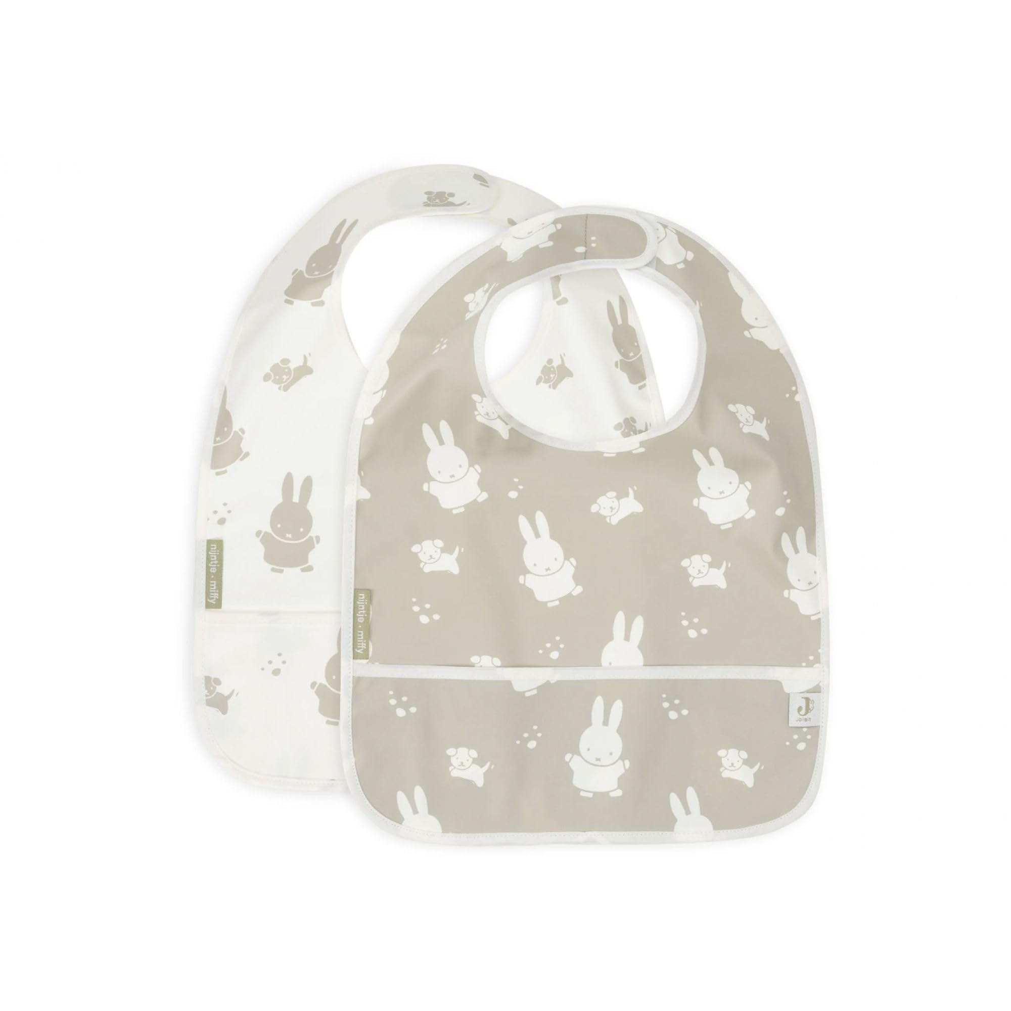 Jollein Bib Waterproof Miffy & Snuffy Olive Green Double Pack | 029-864-67091