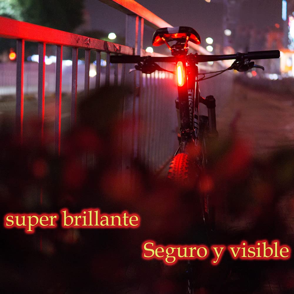 Luce Bici Anteriore e Posteriore USB Ricaricabile,LED Luce Bicicletta Anteriore 2200mah, Impermeabile & Luminoso 5 modalità Luce Posteriore bici..Facile Attacco a Clip per MTB, Notturna, Campeggio