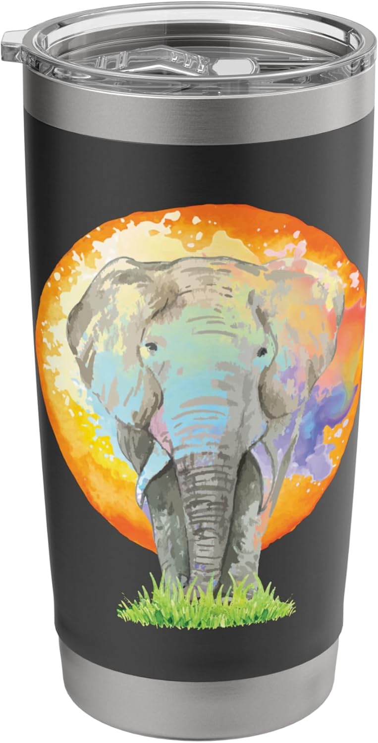 Colorful Elephant Art - Zookeeper Animal Lover Zoologist Stainless Steel Insulated Tumbler