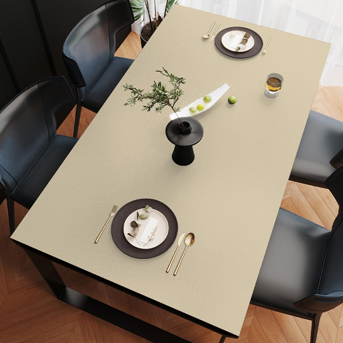 Nappe en Cuir antidérapante Napperon sous-Mains Protection de la Table Facile à Nettoyer Beige 80 * 120cm