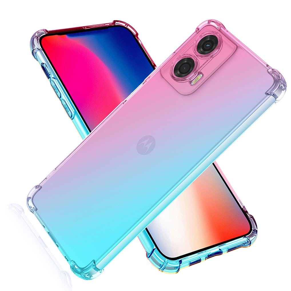 YAMCCCSE Custodia con Collana per Motorola Moto G04/G04s/E14, Cover Trasparente con Cordino, Case con Laccio Tracolla [Antiurto] [AntiGraffio] [Antiscivolo] TPU Cover con Collana - Multicolore